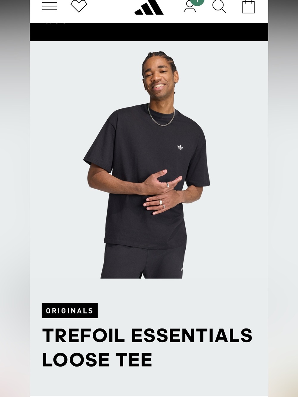 adidas Black Trefoil Essentials Short-Sleeve Tee